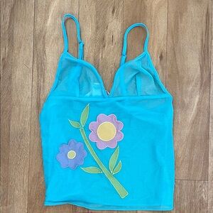 Y2K Victoria’s Secret Blue Sheer Mesh Tank Coquette Fairy Grunge Cami Size S